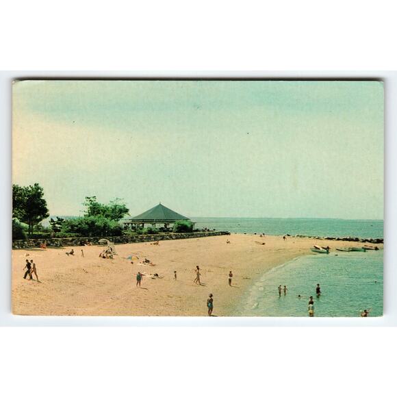 Vintage Greenwich CT Island Beach Lithograph Postcard by Dexter - Picture 1 of 2